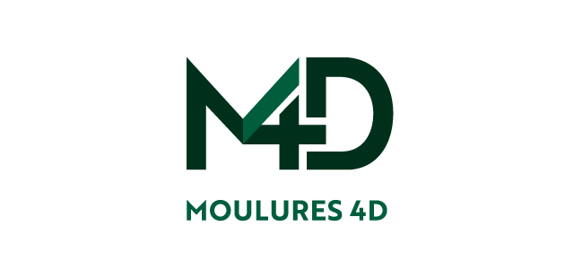 Logo de l'entreprise Moulures 4D sur fond transparent.